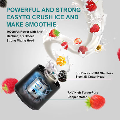 Mini Blender for Shakes and Smoothies 500Ml Personal Blender with Rechargeable USB Two Bottles Travel Blenders